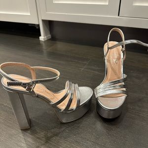 New with box silver platform sandals
